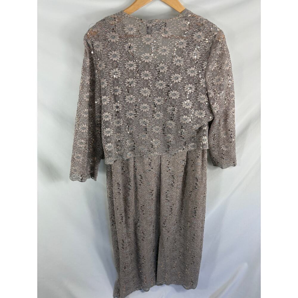 Alex Evenings Lace 2 Piece Evening Set Tan Size 14W - Picture 5 of 5